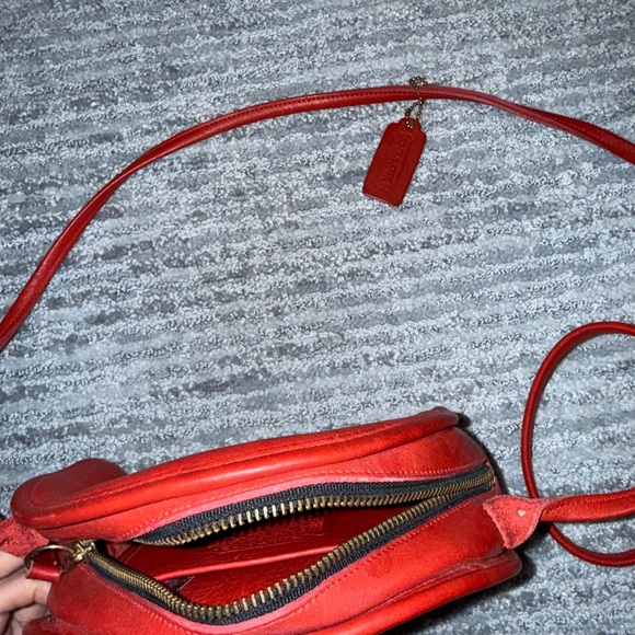 Vintage Red Coach Crossbody Bag Kimball Zip 9911 - Picture 8 of 10